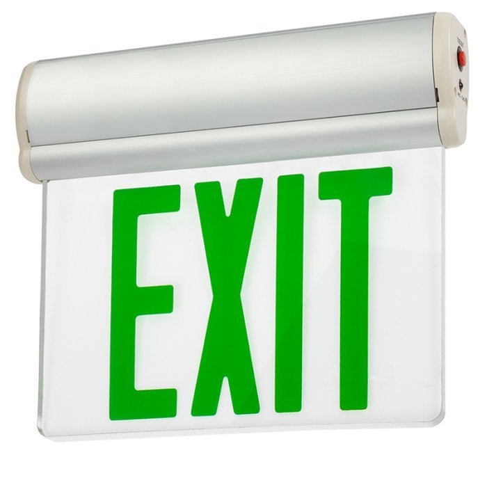 LED Edge-Lit Exit Sign Aluminum Housing Single Face - Green Letters