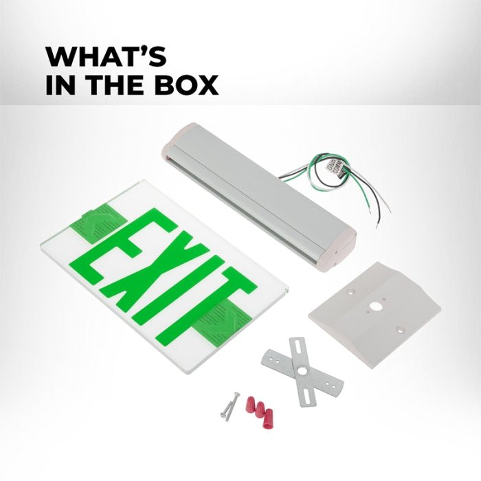 LED Edge-Lit Exit Sign Aluminum Housing Single Face - Green Letters
