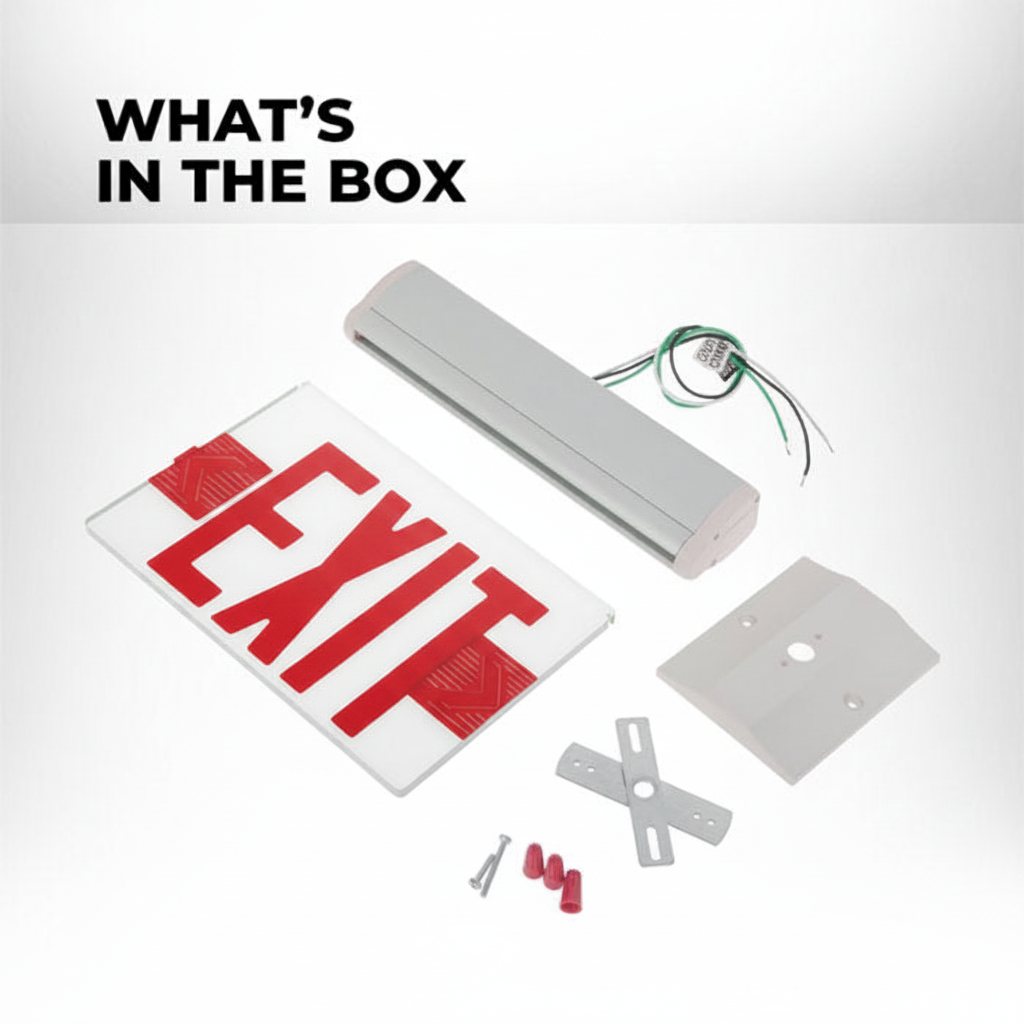 LED Edge-Lit Exit Sign Aluminum Housing Single Face - Red Letters
