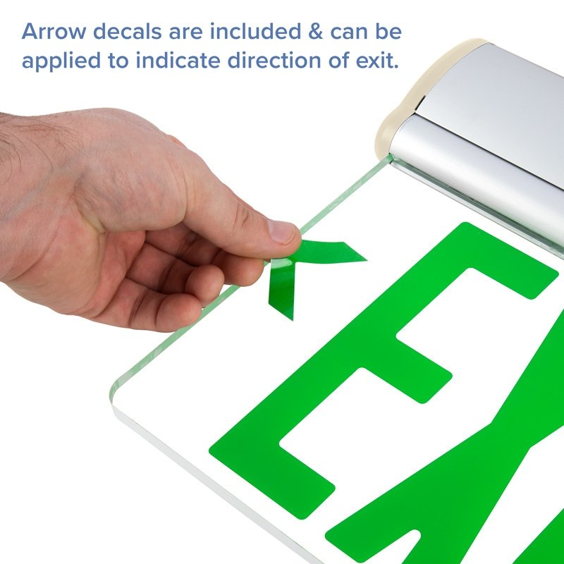 LED Edge-Lit Exit Sign Aluminum Housing Single Face - Green Letters