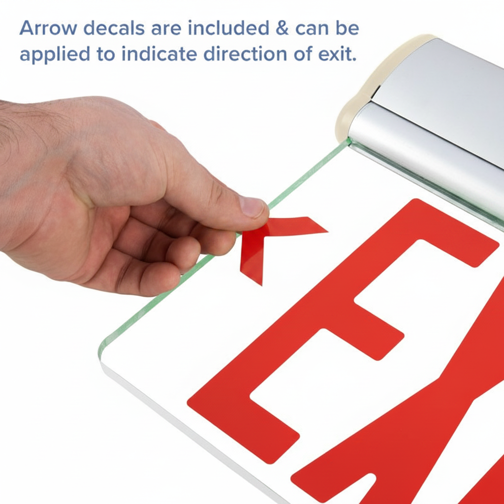 LED Edge-Lit Exit Sign Aluminum Housing Single Face - Red Letters