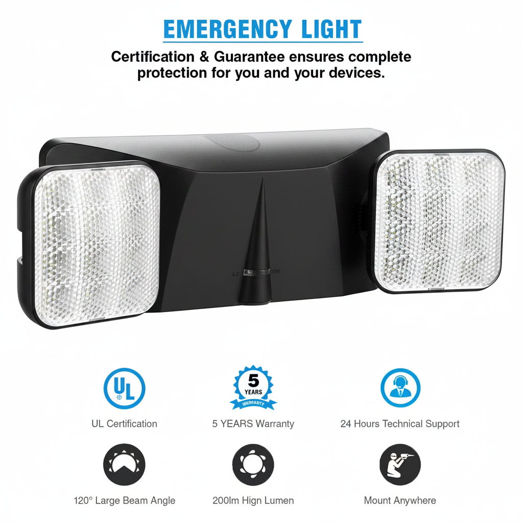 LED Dual Head Emergency Light, Black