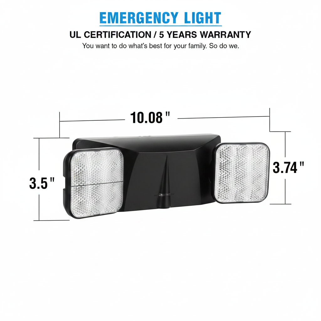 LED Dual Head Emergency Light, Black
