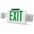 LED Exit Emergency Combo with Dual Square Lights - Green Letters