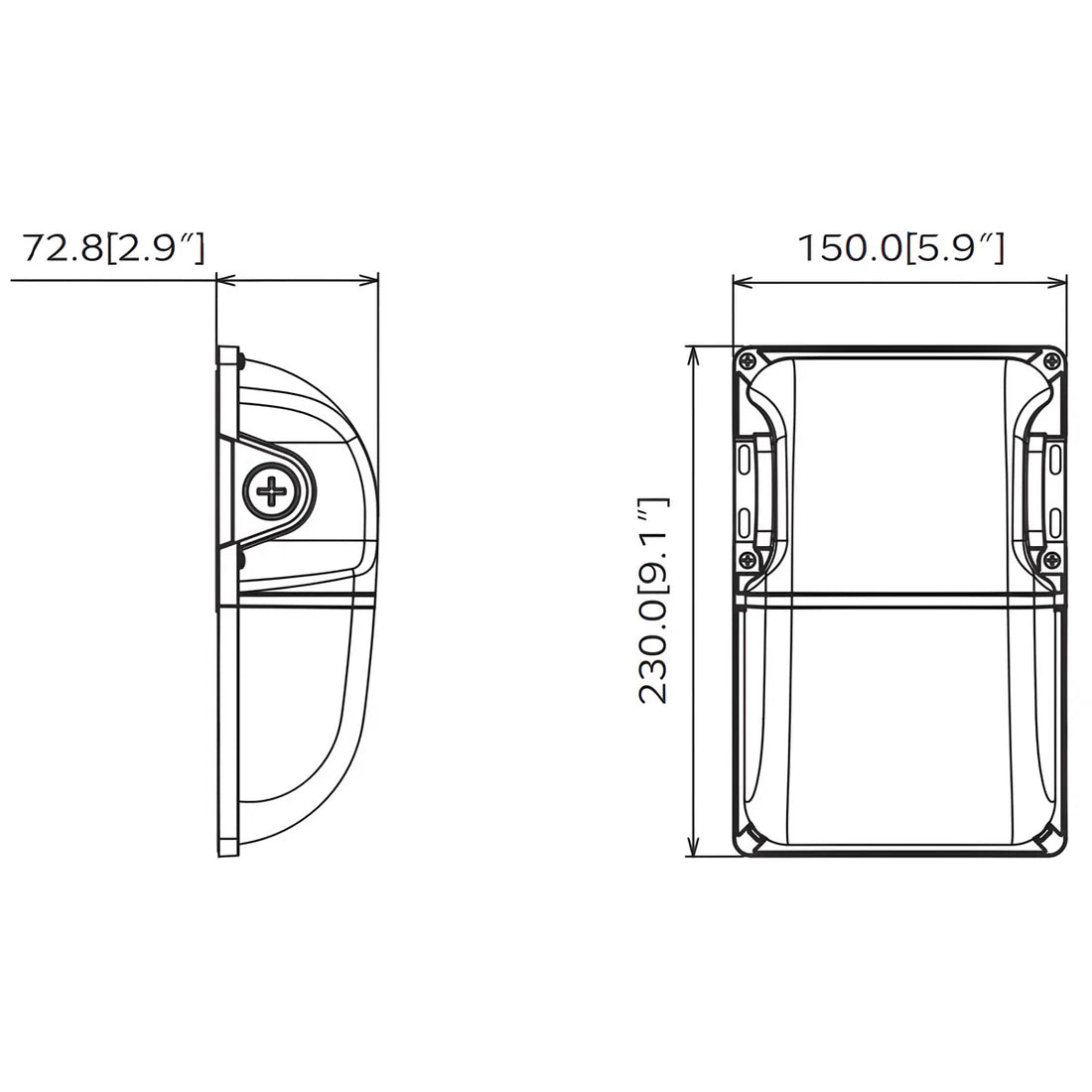 LED Mini WallPack with Photocell - Wattage Adjustable 30W/20W/15W - Color Tunable 30K/40K/50K