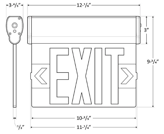 LED Edge-Lit Exit Sign Aluminum Housing Single Face - Red Letters